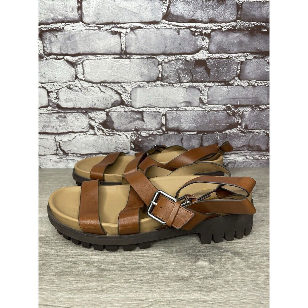 Sam Edelman Eleanora Brown Leather Lug Sole Strap Sandals Women’s Sz 11M US/41EU